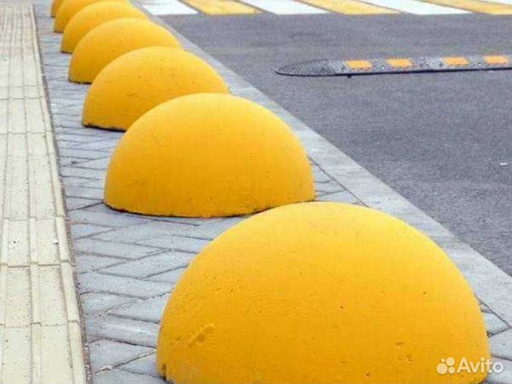 Полусфера бетонная желтая