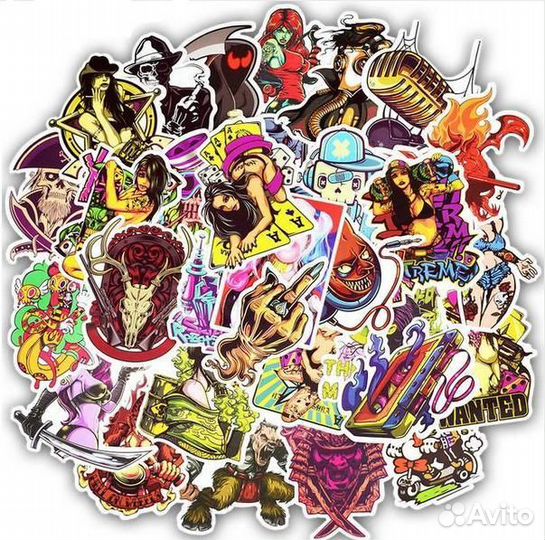 Наклейки на самокаты цветные