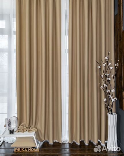 Шторы блэкаут амадео песок новые пошив