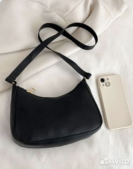 Сумка багет черная