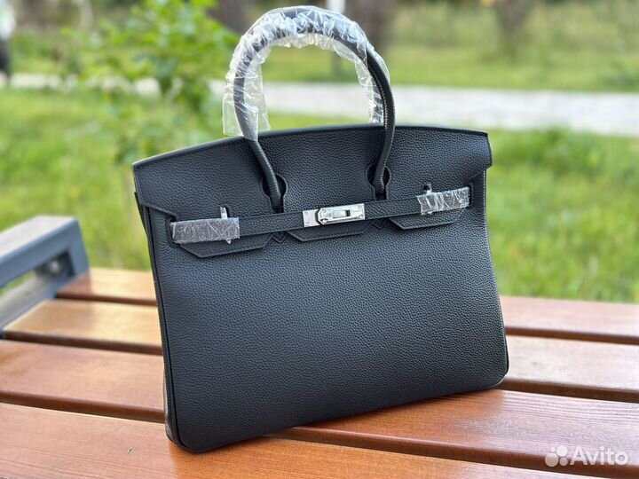 Сумка женская Hermes Birkin 35 черная серебро