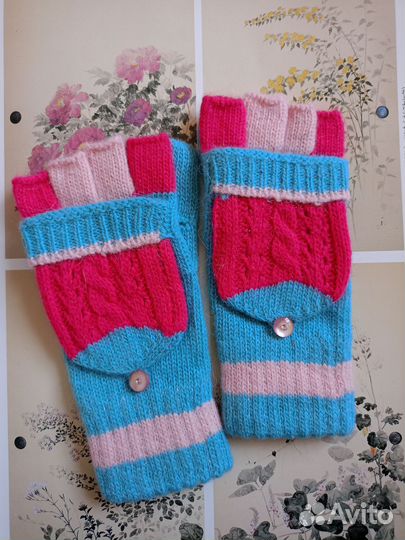 Митенки детские полосатые вязаные
