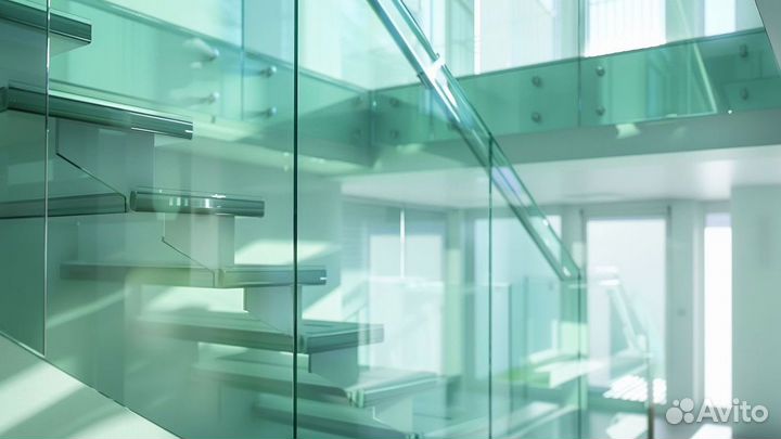 Стеклянные перила для лестниц