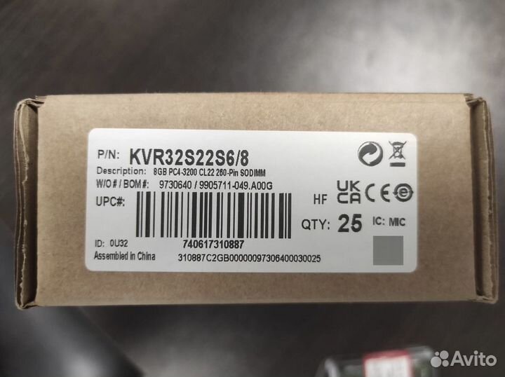 Оперативная память DDR 4 8Gb Kingston KVR32S22S6/8