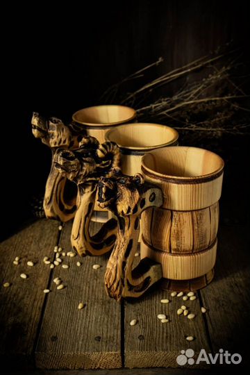 Кружка пивная деревянная. Новая