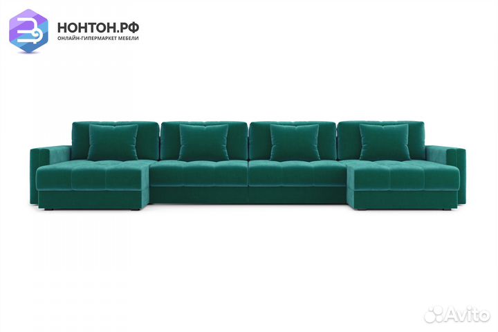 Диван п-образный тик-так Монарх М2О2 изумрудный