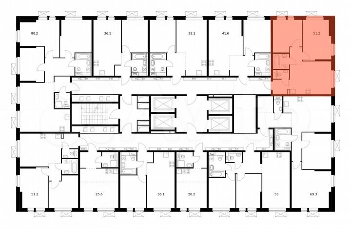 2-к. квартира, 51,2 м², 13/33 эт.