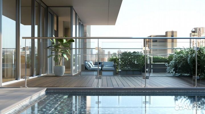 Стеклянные перила для лестниц