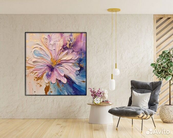 Картина маслом объёмный цветок Музейное качество