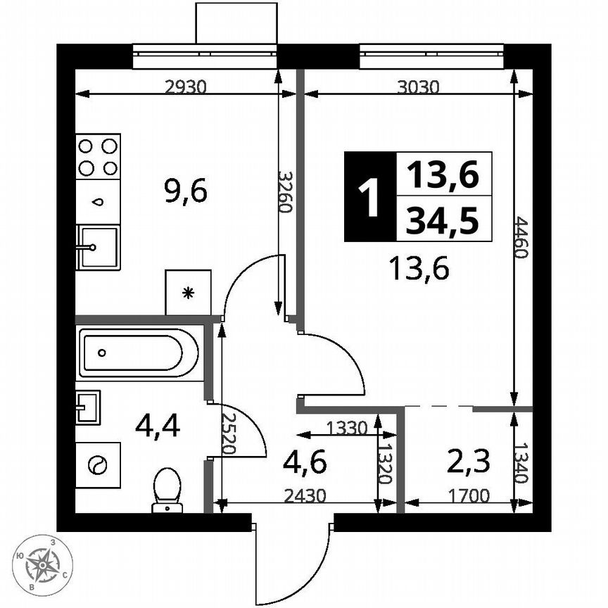 1-к. квартира, 34,5 м², 6/18 эт.
