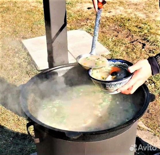 Комплект казан чугунный + печь с трубой