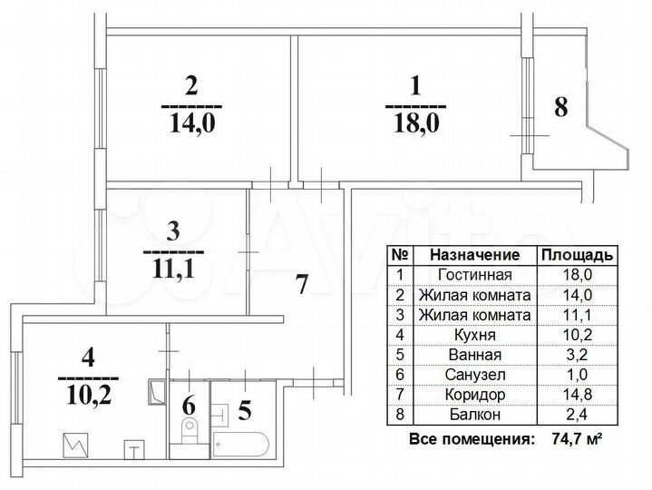 3-к. квартира, 72,3 м², 16/16 эт.