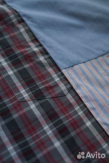 Рубашка апсайкл печворк оверсайз в клетку новая
