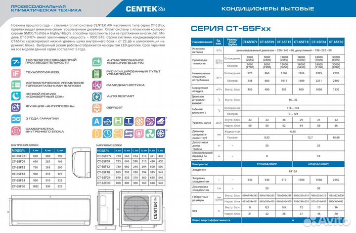 Сплит-система увеличенной мощности 7000BTU-2.65кВт