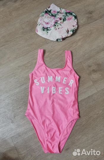 Фирменные классные купальники и повязка, р 128-140