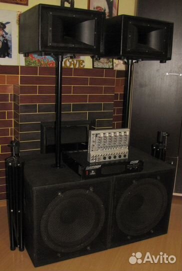 Колонки EV 1300W Рупоры Сабы Усилок Микшер Штативы