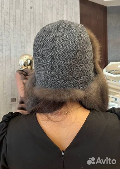 Шапка ушанка с соболем