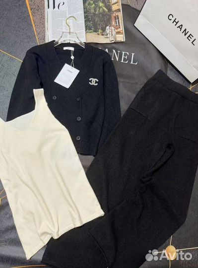 Chanel тройка с брошью кашемир