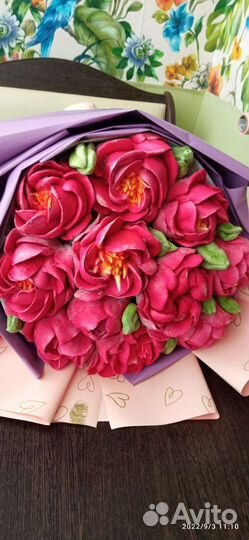 Розы и хризантемы зефирные