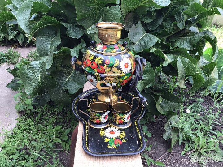 Электро самовар расписной в наборе