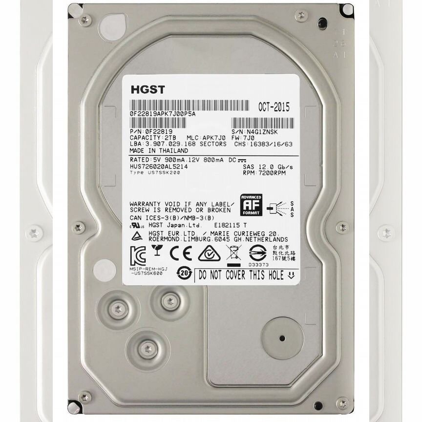 [HUS726020AL5214] Жесткий Диск Hgst 2tb 7200 Sas 3,5 Hus726020al5214