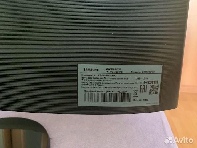 Монитор Samsung, модель С24F390FHI на запчасти