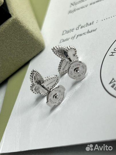 Серьги пуссеты Van Cleef Butterfly золото 750