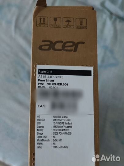 Ноутбук Acer Aspire 3 a315, 5700u, 16/512, новый