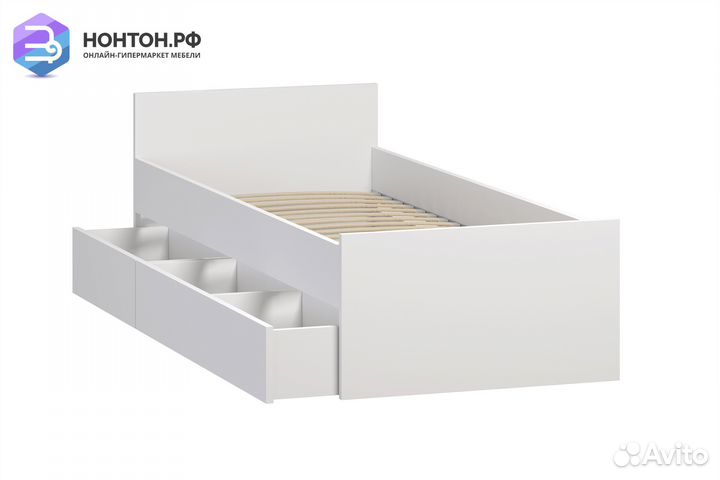 Кровать односпальная Орион белая с ящиками