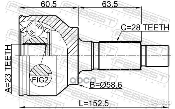 ШРУС наружный 23X58.6X28 mazda 3 BL 08- 0510BLA