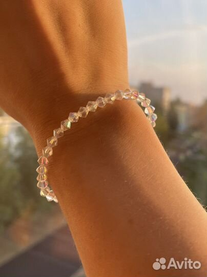 Браслет из натурального камня горный хрусталь
