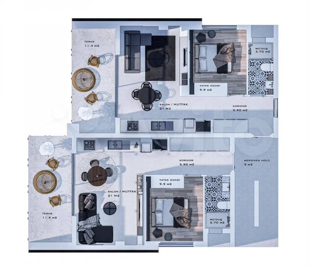 2-к. квартира, 53 м² (Кипр)