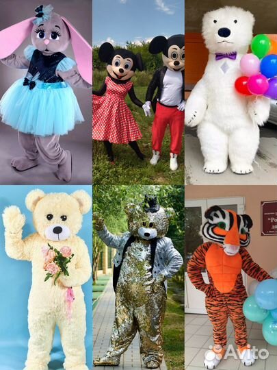 Ростовые куклы. Зайка. Мишка.Чебурашка.Лол. Микки