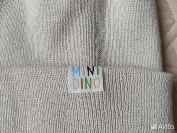 Новая деми шапка 54-56 Minidino L девочки бежевая