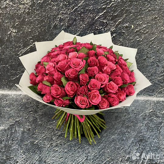 Букет малиновых мини роз Кения 40см 37 шт