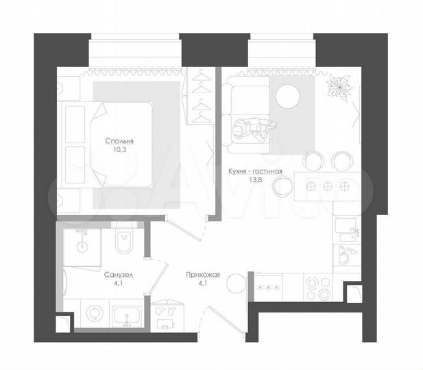 1-к. квартира, 36,4 м², 34/39 эт.