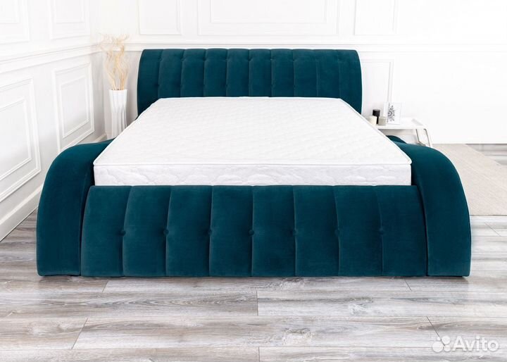 Кровать двуспальная 140х200 морская волна