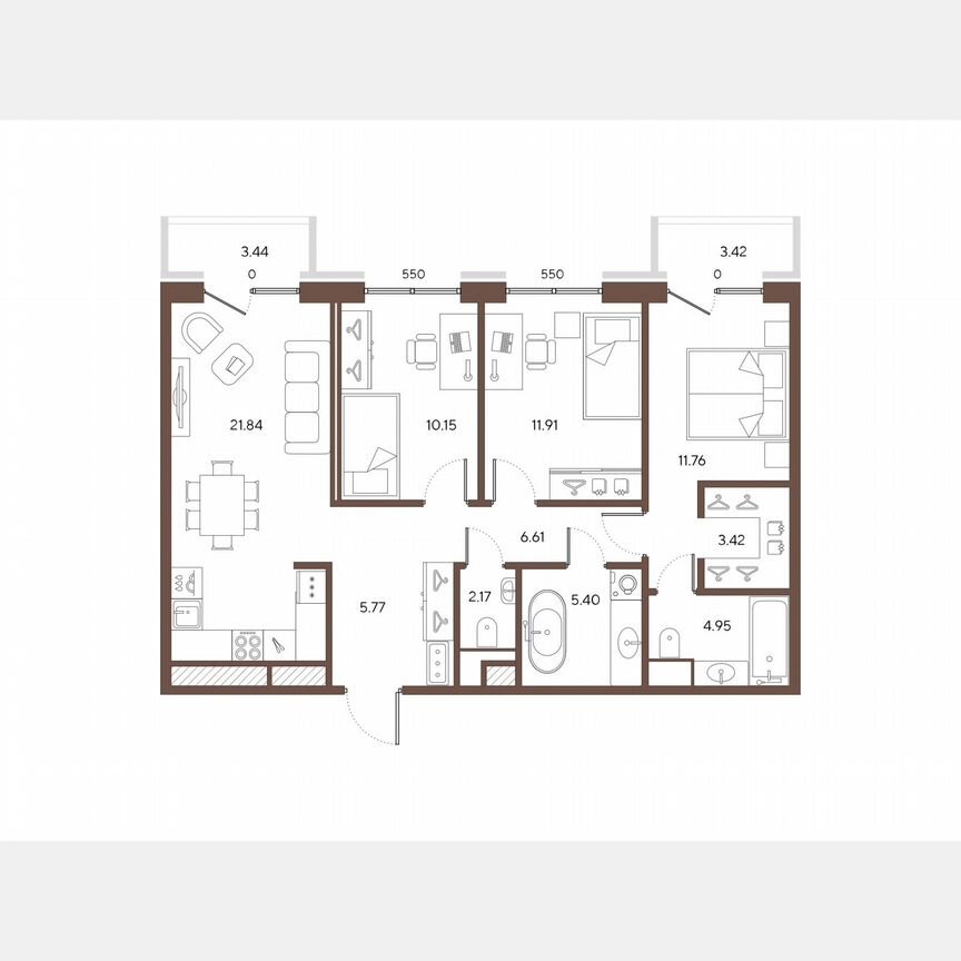 3-к. квартира, 84 м², 7/9 эт.