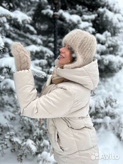 Комплект ушанка и варежки