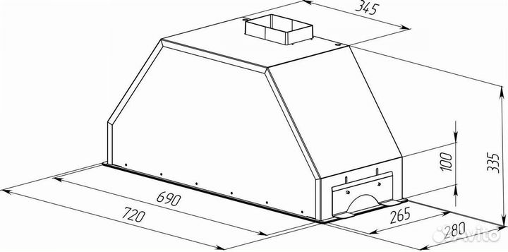 Вытяжка для кухни 72см zigmund shtain k014.7B