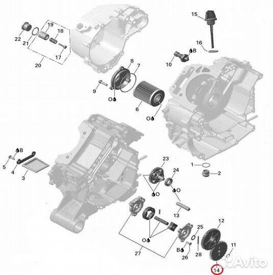 Шестерня привода масляного насоса (33 зуба)