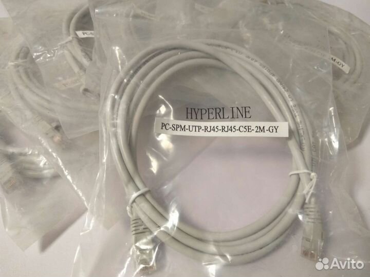 Патчкорд hyperline RJ45 2м PC-110-110-1P-CX-1M-GY