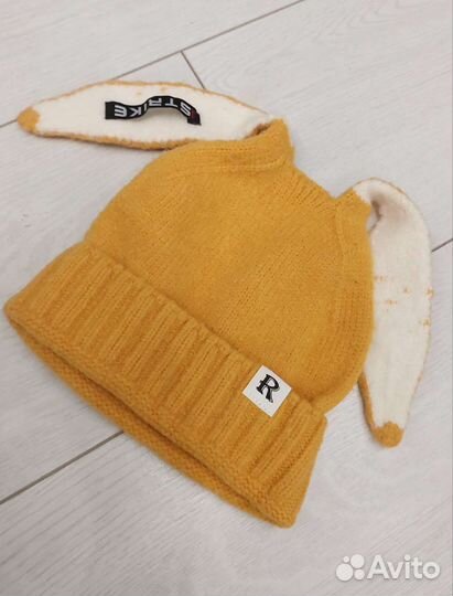 Шапка детская Весна-Осень 2-3 года, с ушками зайки