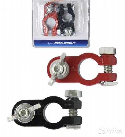 Клеммы для акб (чёрные, красные +) c барашк