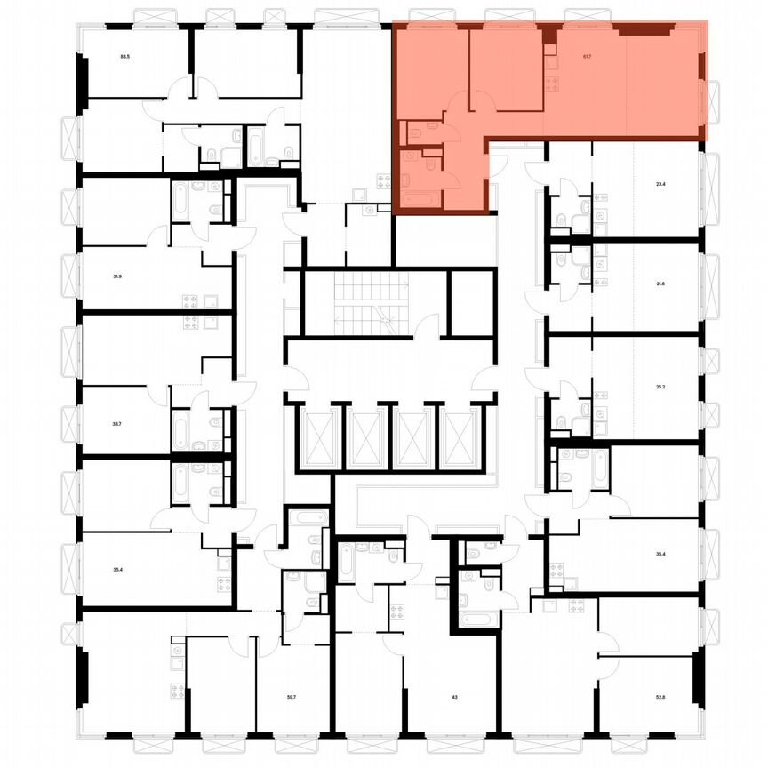 2-к. квартира, 61,7 м², 14/26 эт.