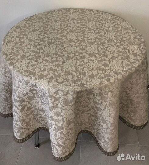 Скатерть круглая 166см -№26-1, полульняная