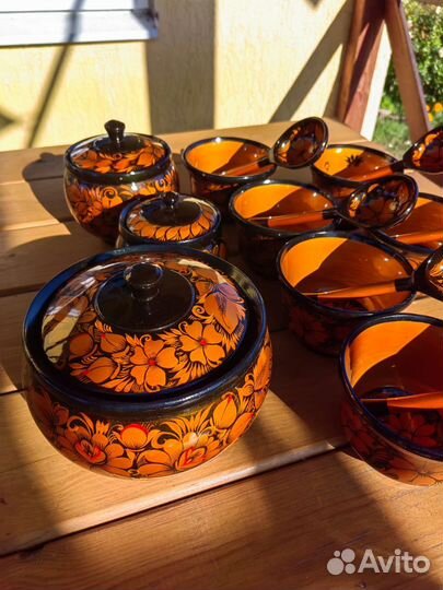 Набор деревянной посуды Хохлома оригинал