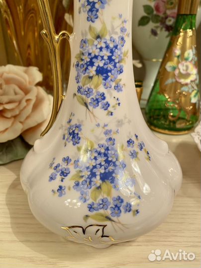 Розовый фарфор Кувшин и корзина Чехословакия