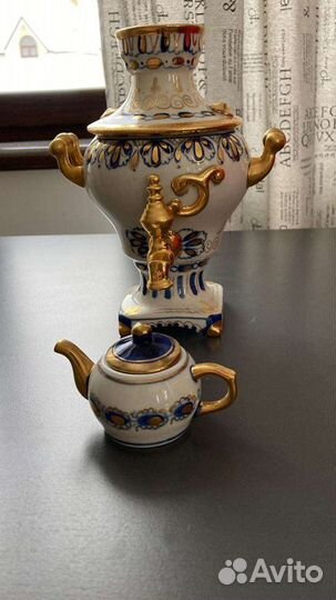 Самовар + чайник Гжель экспортный