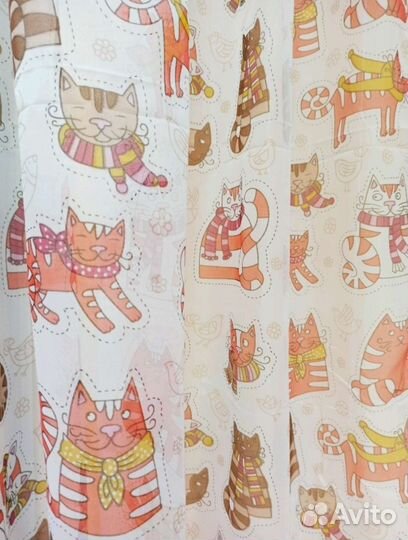 Штора тюль новая 5 м с котиками